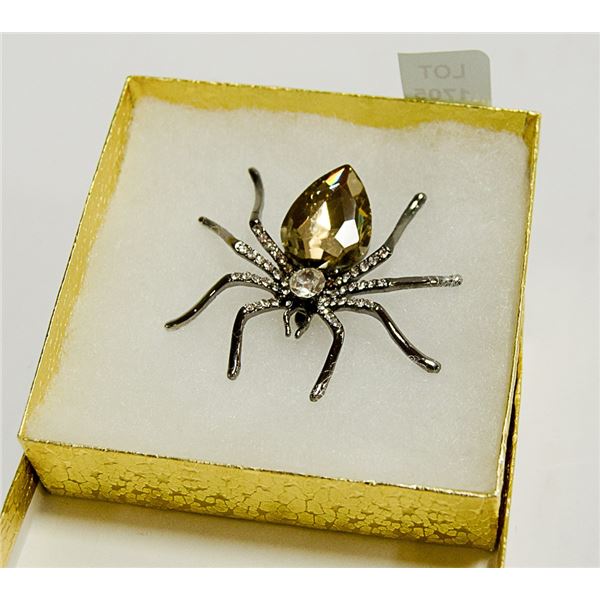 LARGE SPIDER RHINESTONE BROOCH