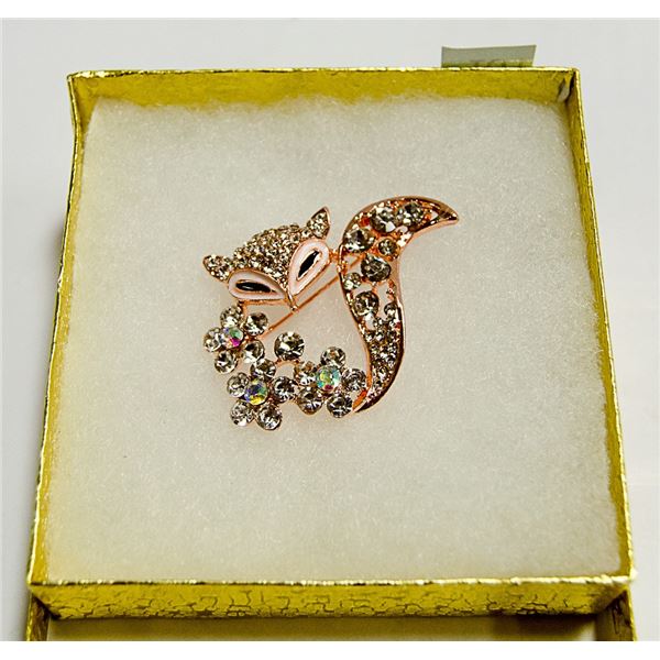 FOX RHINESTONE BROOCH