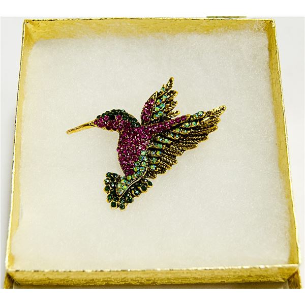 HUMMINGBIRD RHINESTONE BROOCH