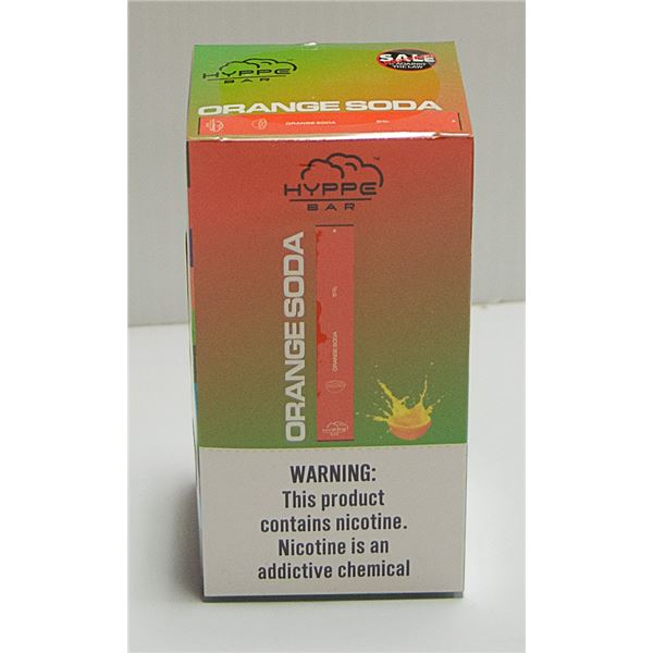 BOX WITH 10 HYPPE BAR E-CIGS 5% ORANGE SODA