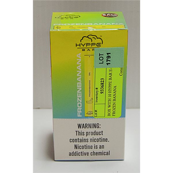 BOX WITH 10 HYPPE BAR E-CIGS 5% FROZEN BANANA