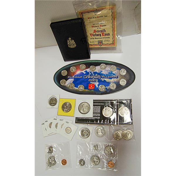 COLLECTION OF VARIOUS COINS, TKENS, MEDALLIONS