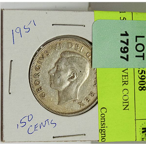 1951 50 CENT SILVER COIN