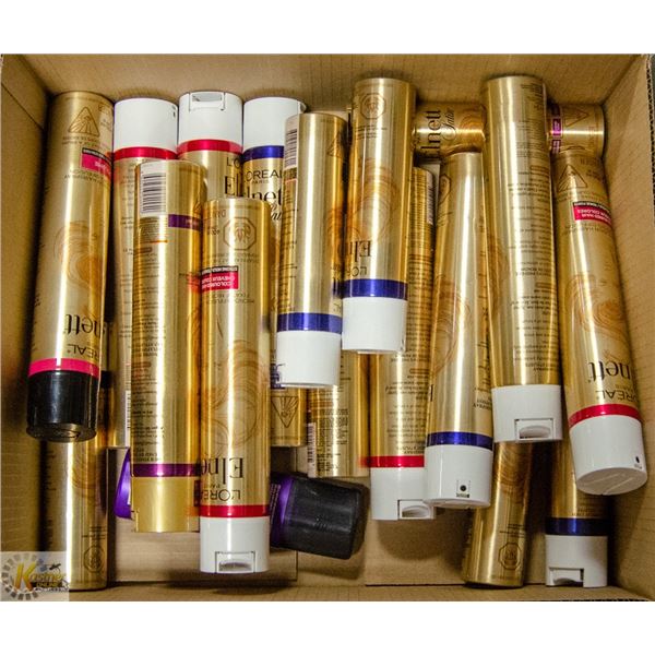 FLAT LOT OF HAIRSPRAY BOTTLES