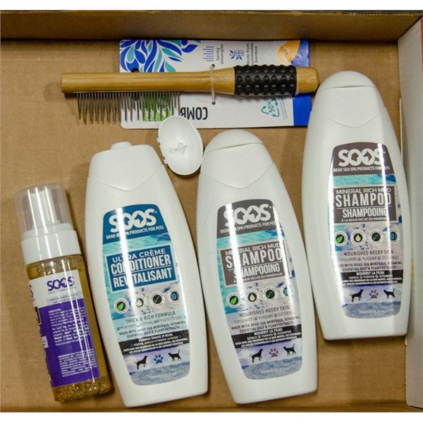 SOOS BRAND LUXURY DOG SHAMPOO & CONDITIONER ETC.