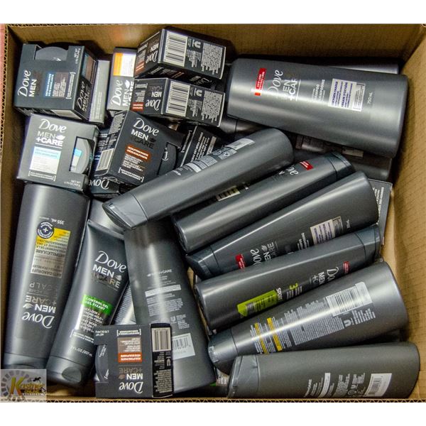 BOX LOT OF DOVE MENS CARE PRODUCTS
