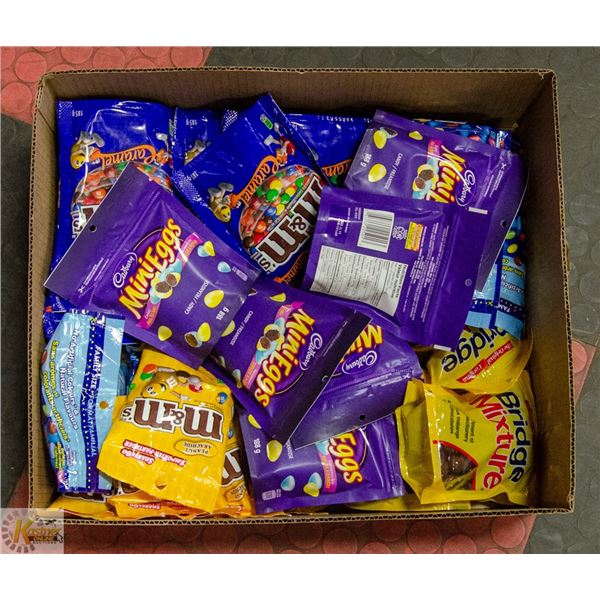 BOX LOT OF VARIOUS CHOCOLATE ITEMS