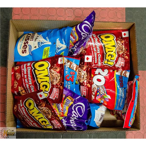 FLAT OF M AND M CHOCOLATE CANDY