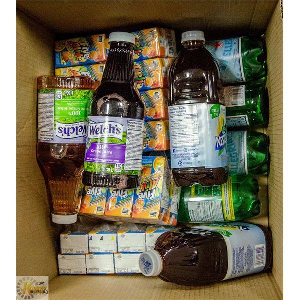 FLAT OF VARIOUS JUICE AND CARBONATED WATER LOT