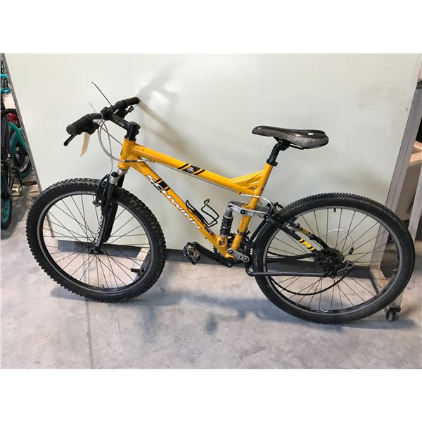 YELLOW SCHWINN 24 SPEED FULL SUSPENSION MOUNTAIN BIKE