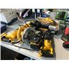 Image 1 : DEWALT CORDED AND CORDLESS POWER TOOLS AND STORAGE CASE INLUDING CIRCULAR SAW, SAWZALL, BATTERIES