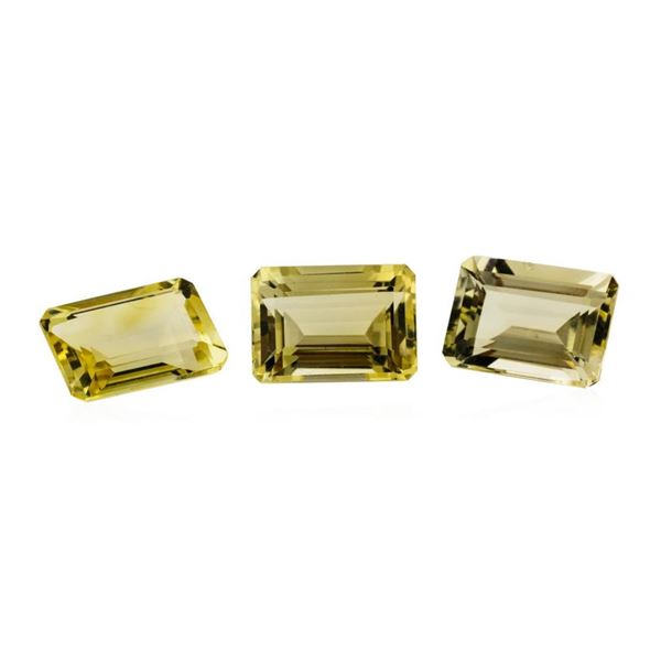 21.68 ctw.Natural Emerald Cut Citrine Quartz Parcel of Three