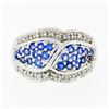 Image 4 : 14k White Gold .85 ctw Round Brilliant Tanzanite & Diamond Wide Cluster Band Rin