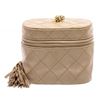 Image 1 : Chanel Beige Lambskin Leather Vintage Tassel Mini Vanity Chain Shoulder Bag