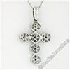 Image 6 : New 14kt White Gold 0.85 ctw Ideal Cut Diamond Multi Circle Cluster Cross Pendan
