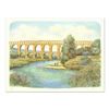 Image 1 : Rolf Rafflewski, "Pont du Gard Aqueduct" Limited Edition Lithograph, Numbered an