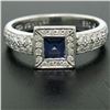 Image 2 : New Platinum Sapphire and Diamond Engagement Ring
