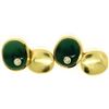 Image 3 : Manfredi 18k Yellow Gold Cabochon Green Chrysoprase & Diamond Men's Cuff Links