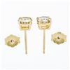 Image 4 : 14k Yellow Gold 1.11 ctw Round Brilliant Cut Diamond Claw Prong Stud Earrings