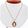 Image 3 : Rare Antique Victorian 14K Rose Gold Raised Carved Agate Cameo Open Work Pendant
