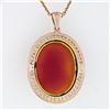 Image 6 : Rare Antique Victorian 14K Rose Gold Raised Carved Agate Cameo Open Work Pendant