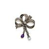 Image 1 : 1.77 ctw Pear Mixed Amethyst And Diamond Pin - SILVER AND 10KT YELLOW GOLD  Othe