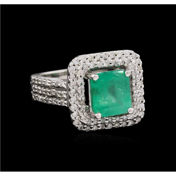 1.48 ctw Emerald and Diamond Ring - 14KT White Gold