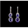 14KT White Gold 8.10 ctw Tanzanite and Diamond Earrings