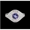 Image 2 : 0.90 ctw Tanzanite and Diamond Ring - 14KT White Gold