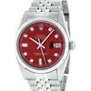 Image 2 : Rolex Mens Stainless Red Diamond 36MM Datejust Oyster Perpetual Wristwatch