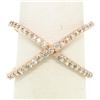 Image 1 : 14k Rose Gold 0.50 ctw 45 Round Brilliant Diamond Simple X Ex Cross Band Ring