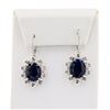 Image 1 : 14.80 ctw Blue Sapphire and 0.46 ctw Diamond 14K White Gold Earrings