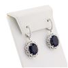 Image 2 : 14.80 ctw Blue Sapphire and 0.46 ctw Diamond 14K White Gold Earrings
