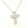 Image 1 : NEW 14k White Gold .65 ctw Pave Set Diamond Box Milgrain Cross Pendant w/ Chain
