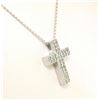 Image 2 : NEW 14k White Gold .65 ctw Pave Set Diamond Box Milgrain Cross Pendant w/ Chain