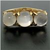 Image 6 : Antique 18k Gold 4.50 ctw Three Stone Cabochon Moonstone Open Work Band Ring