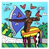 Image 1 : Britto, "Sagittarius Black" Hand Signed Limited Edition Giclee on Canvas; Authen