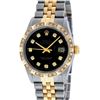 Image 2 : Rolex Mens 2 Tone Black Pyramid Diamond 36MM Oyster Perpetual Datejust Wristwatc