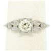 Image 6 : Antique Art Deco Platinum 0.90 ctw Old European & Marquise Diamond Solitaire Rin
