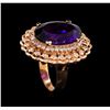 Image 4 : 14KT Rose Gold 9.45 ctw Amethyst and Diamond Ring