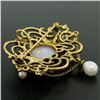Image 6 : Vintage 14kt Yellow Gold 4.50 ctw Opal and Pearl Open Work Brooch Pin or Pendant