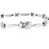 Image 7 : 18K White Gold 7" 1.50 ctw Floral Diamond Cluster & Marquise Bar Link Bracelet