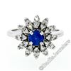 Image 1 : Vintage 14kt White Gold 0.90 ctw Round Sapphire and Diamond Flower Cluster Ring