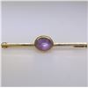 Image 2 : 18k Yellow Gold 2.50 ctw Oval Bezel Set Pink Star Sapphire Bar Pin Brooch