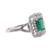 Image 2 : 1.46 ctw Emerald and Diamond Ring - Platinum