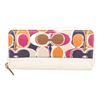 Image 1 : Coach White Multicolor Hand Drawn Scarf Print Canvas  Leather Zippy Wallet