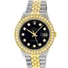 Image 2 : Rolex Mens 2 Tone 18K Black Diamond Oyster Perpetual Datejust Wristwatch 36MM