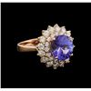 4.78 ctw Tanzanite and Diamond Ring - 14KT Rose Gold
