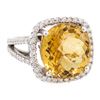 Image 1 : 11.08 ctw Square Cushion Mixed Golden Tourmaline And Round Brilliant Cut Diamond