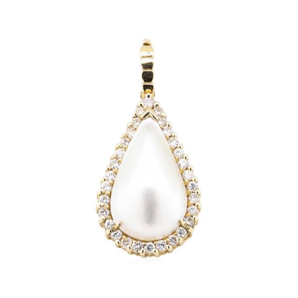 0.80 ctw Diamond and Mother of Pearl Pearl Enhancer - 14KT Yellow Gold